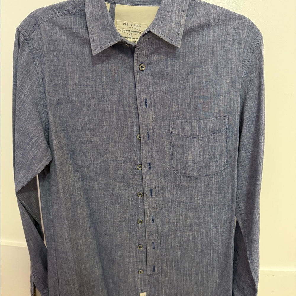 rag & bone Chambray Blue Button Down Shirt